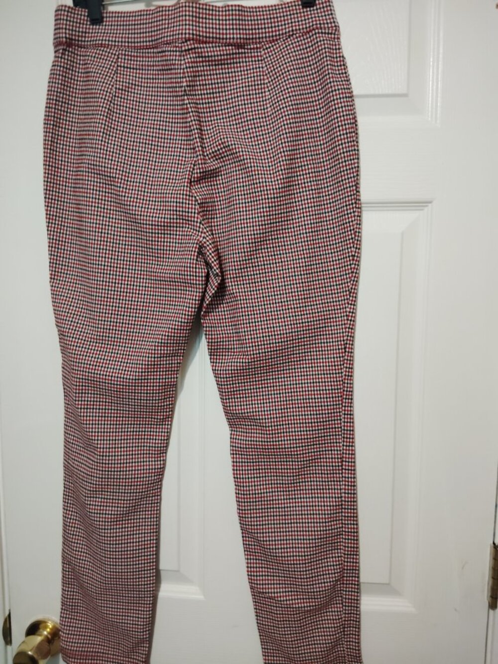 Calvin Klein Elegant Women's Red Black White Plaid  Slim Ankle Pants Size 14 - Picture 5 of 7